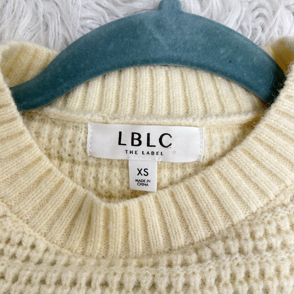 LBLC The Label Butter Cream Cropped Sweater Vest Drawstring Waist Size XS Preppy - Picture 6 of 9